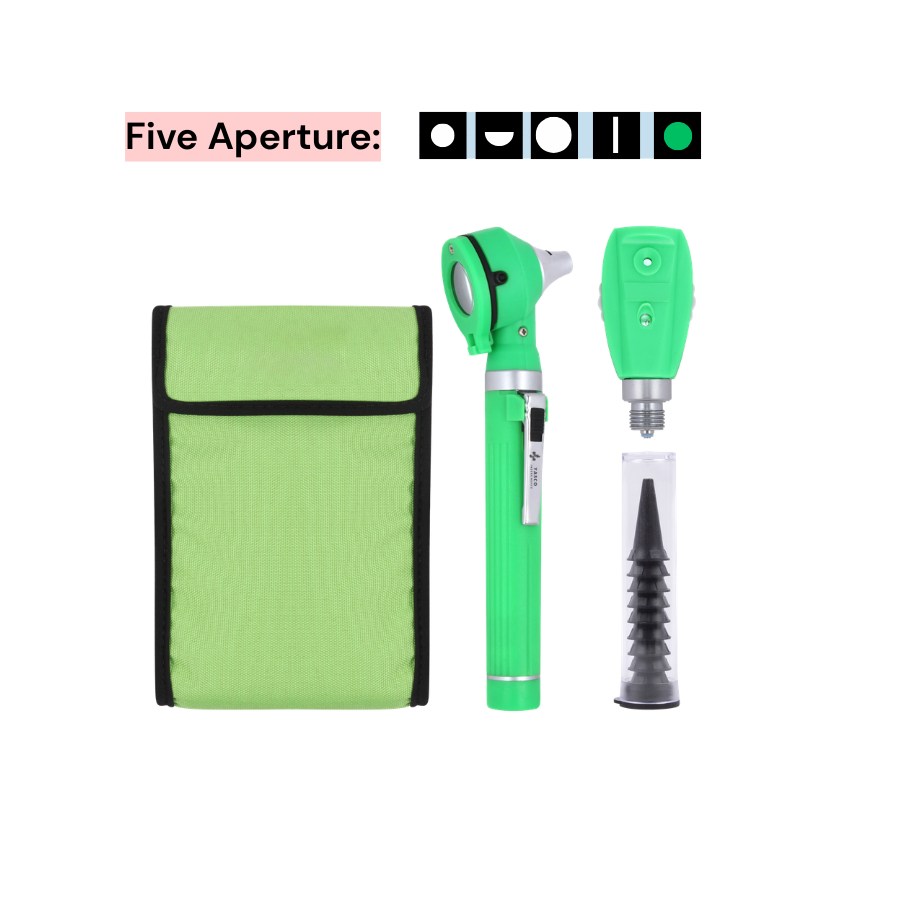 Fiber Optic Mini EENT Diagnostic Set | Green Otoscope & Ophthalmoscope Main image