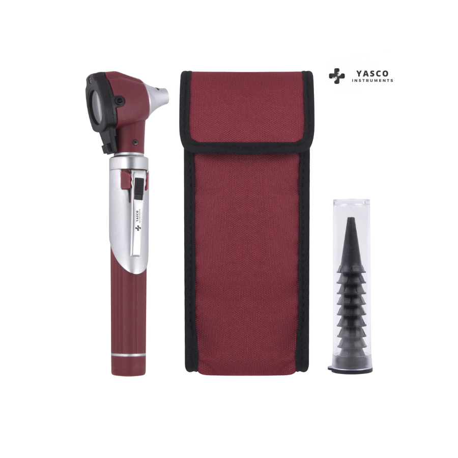 Fiber Optic Pocket Otoscope Set | Burgundy Main image