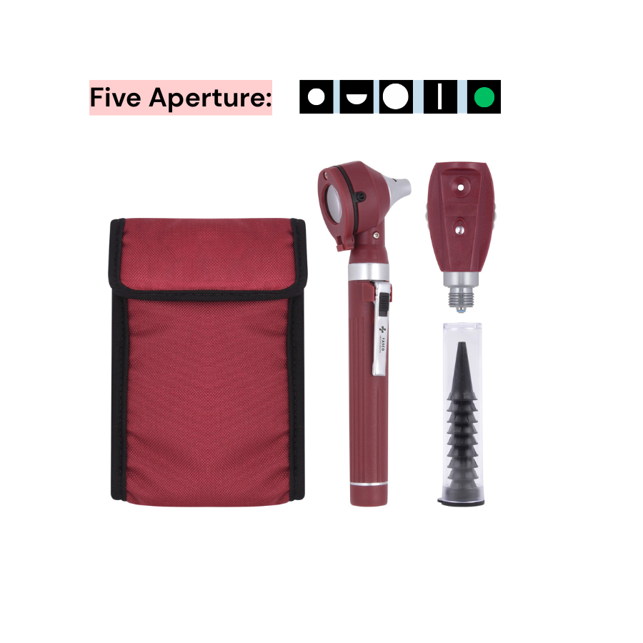 Fiber Optic Mini EENT Set | Burgundy Otoscope & Ophthalmoscope Main image