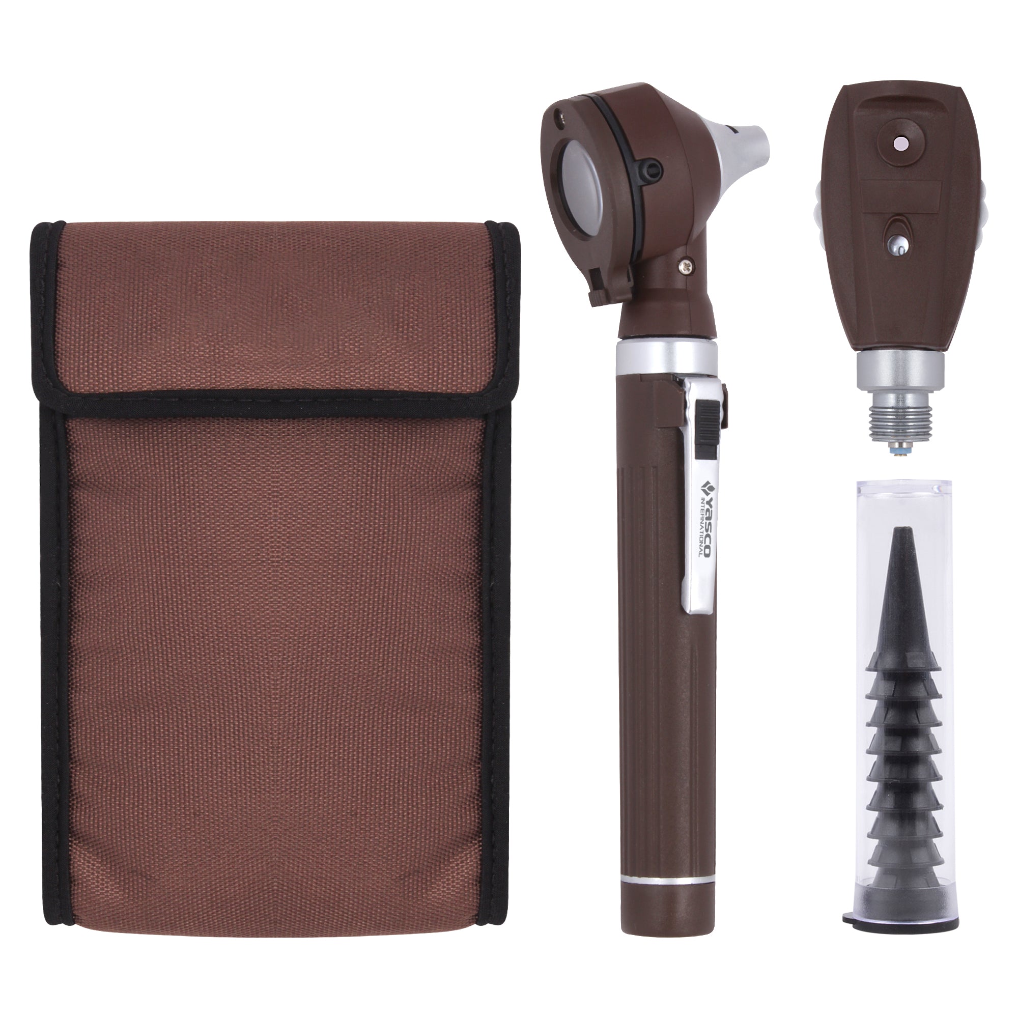 Fiber Optic Mini Ophthalmoscope & Otoscope Set - Chocolate Brown