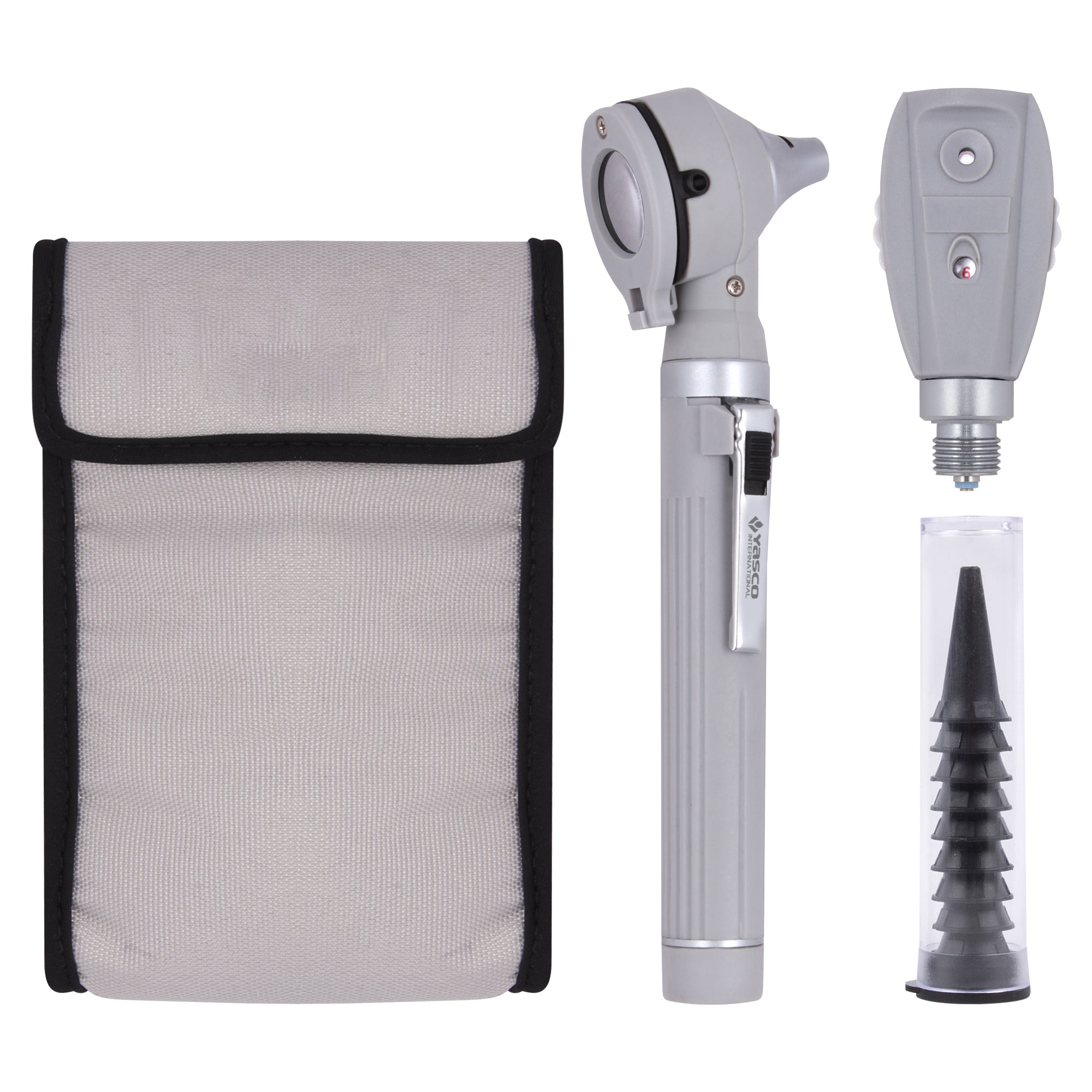 Fiber Optic Mini Ophthalmoscope & Otoscope Set -  Gray
