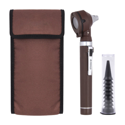 Fiber Optic Mini Otoscope Set - Chocolate Brown
