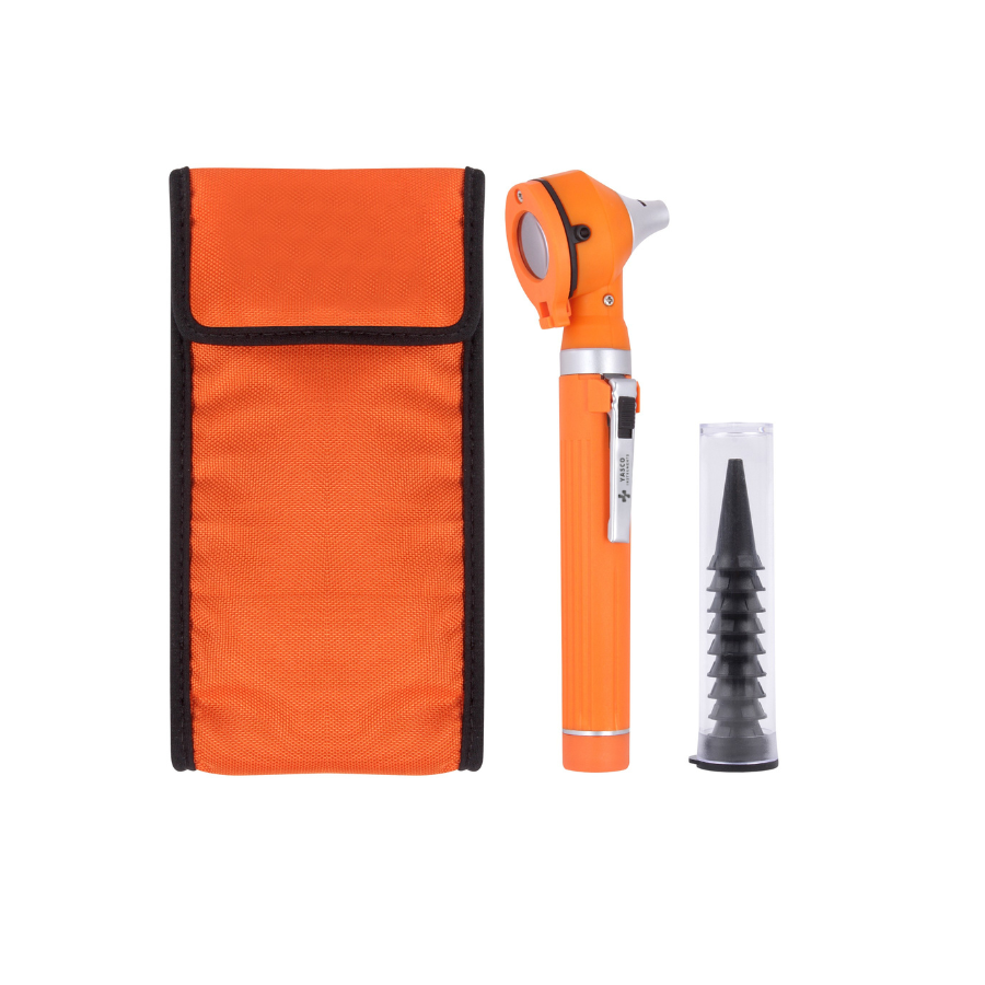 Fiber Optic Pocket Otoscope Set | Orange
