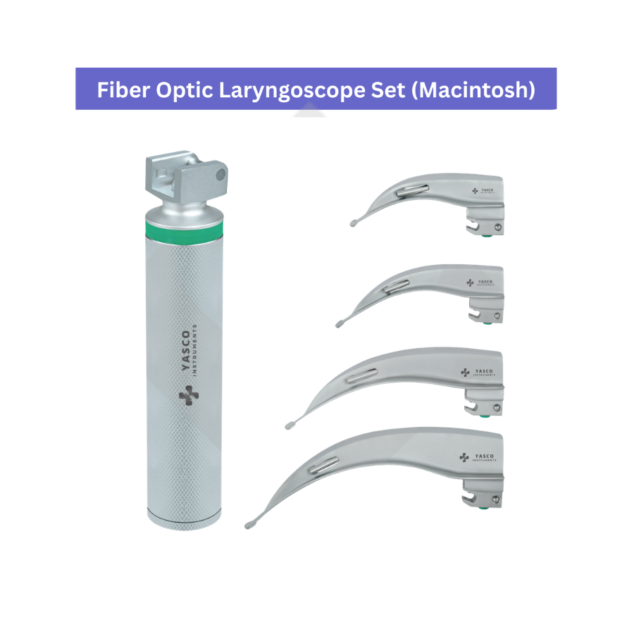 Fiber Optic Macintosh Laryngoscope Set | 2.5V LED Intubation Kit