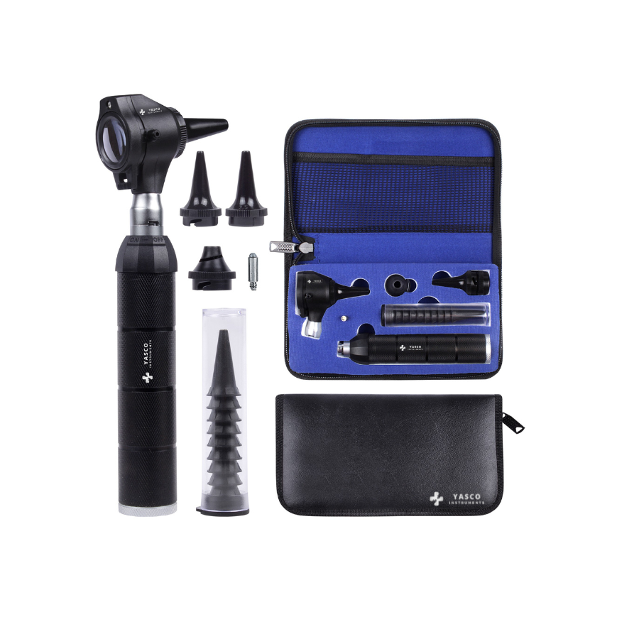 Brass Otoscope Set | All Black Finish Diagnostic Instrument