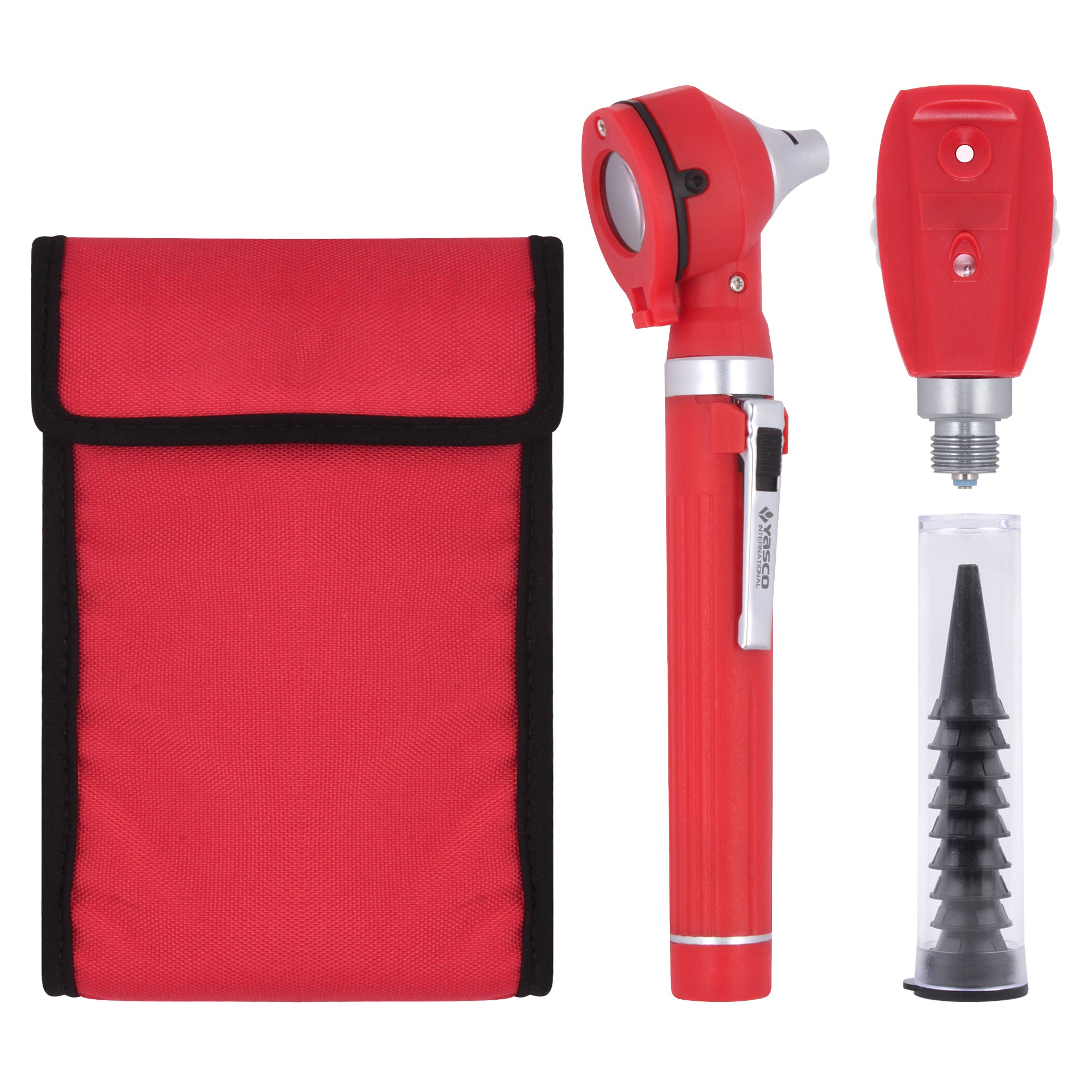 Fiber Optic Mini Ophthalmoscope & Otoscope Set - Red