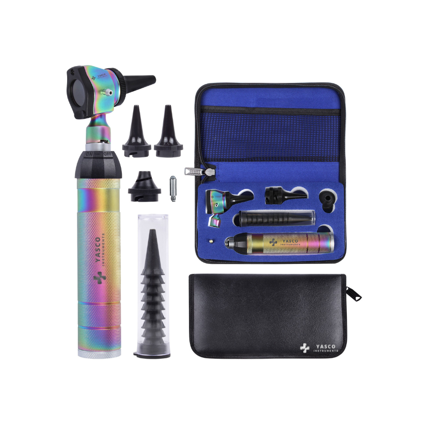 Brass Otoscope Set | Rainbow Finish Diagnostic Instrument Main image