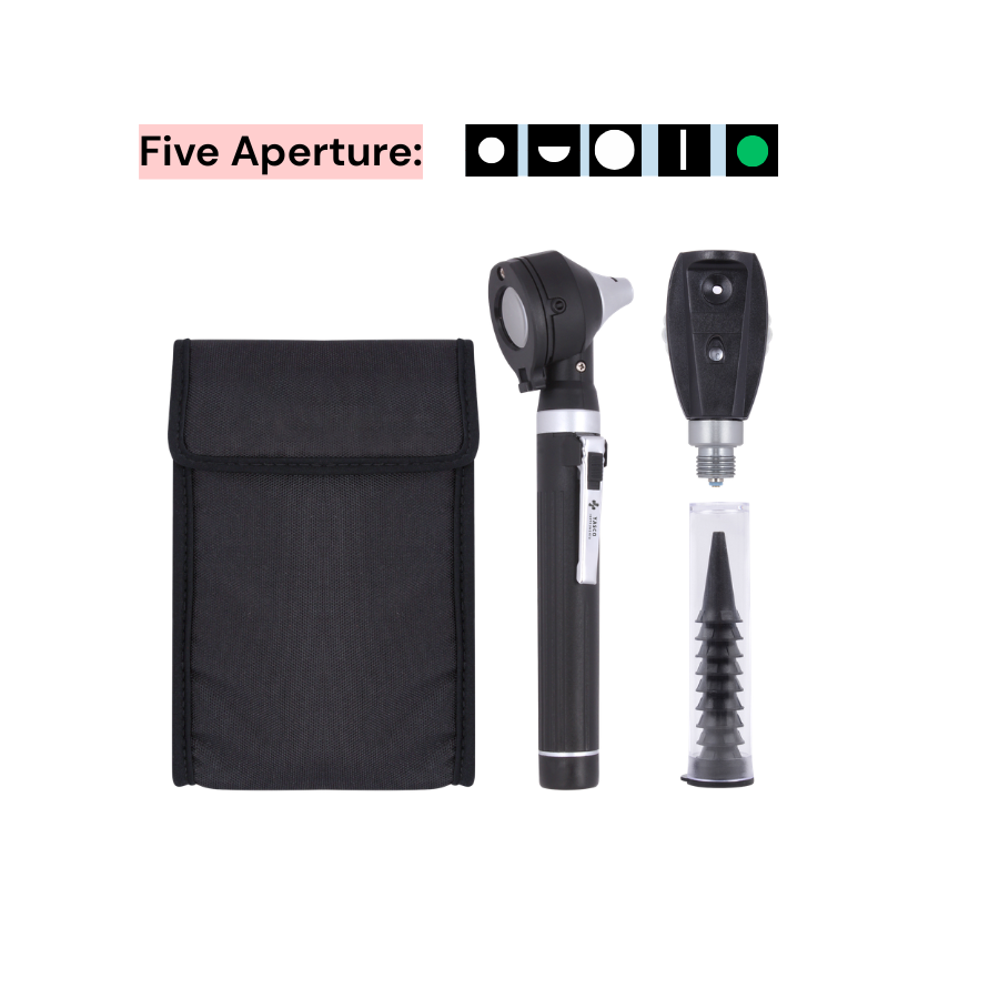 Fiber Optic Mini EENT Diagnostic Set | Black Otoscope & Ophthalmoscope Main image