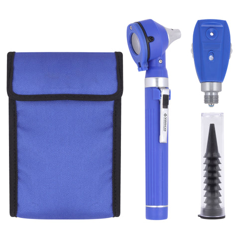 Fiber Optic Mini Ophthalmoscope & Otoscope Set - Navy Blue