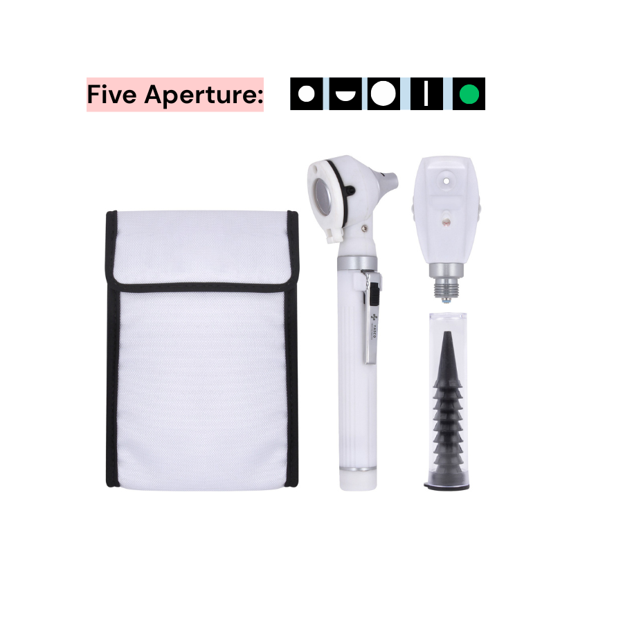 Fiber Optic Mini EENT Diagnostic Set | White Otoscope & Ophthalmoscope Main image