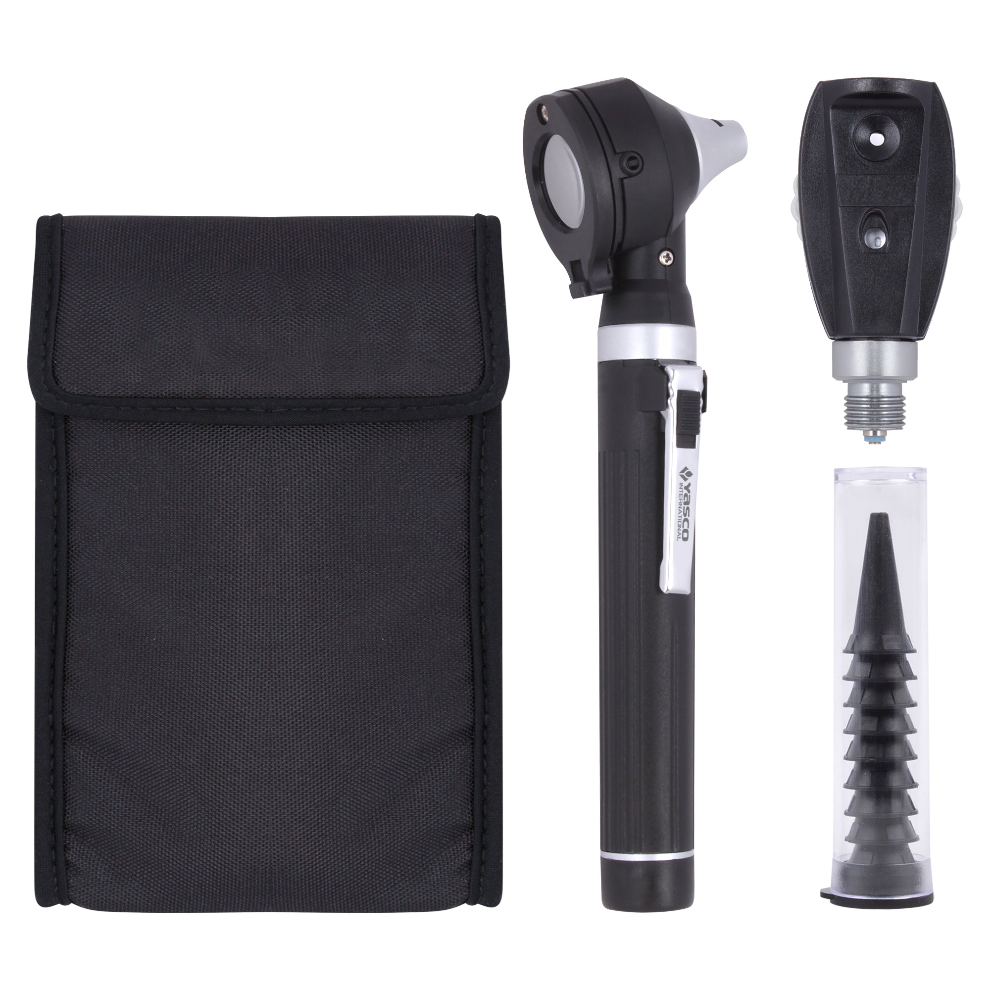 Fiber Optic Mini Ophthalmoscope & Otoscope Set - Black