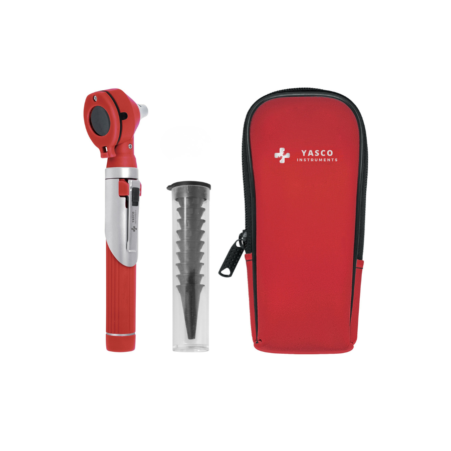 Fiber Optic Pocket Otoscope Set | Bright Red
