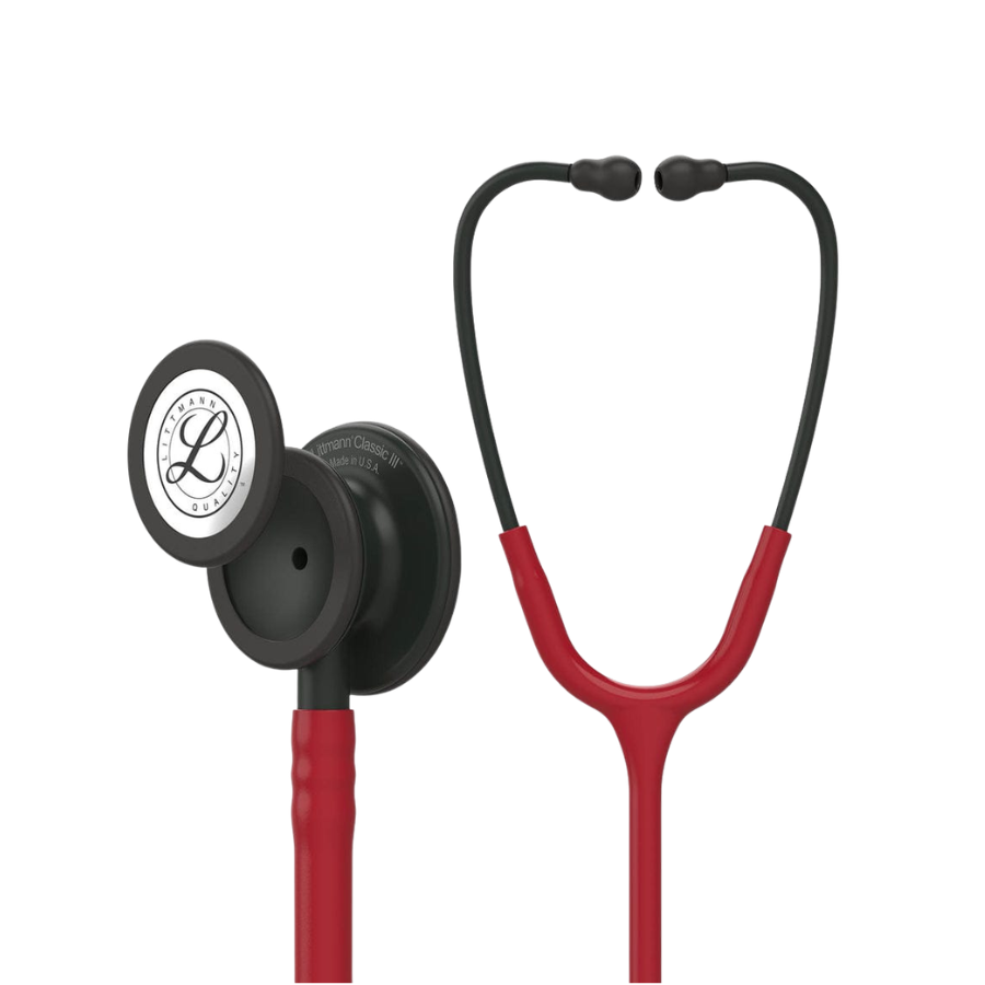 Littmann Classic III Stethoscope 5868 | Burgundy Tube | All Black Finish