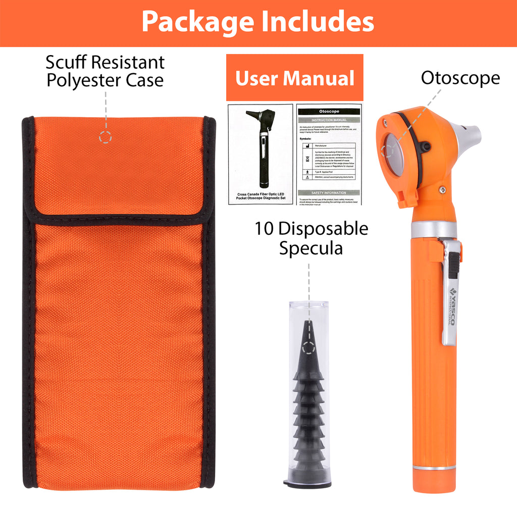 Fiber Optic Mini Otoscope Set - Orange