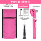 Fiber Optic Mini Otoscope Set - Rose Pink