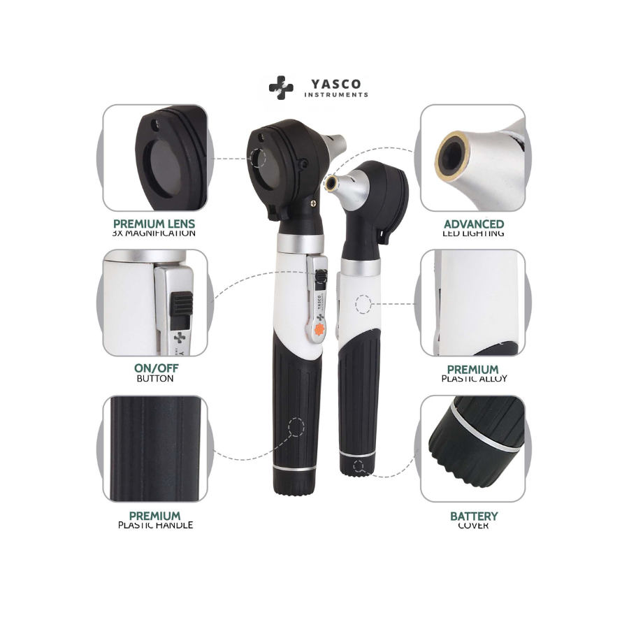 Fiber Optic Pocket Otoscope Set | Black
