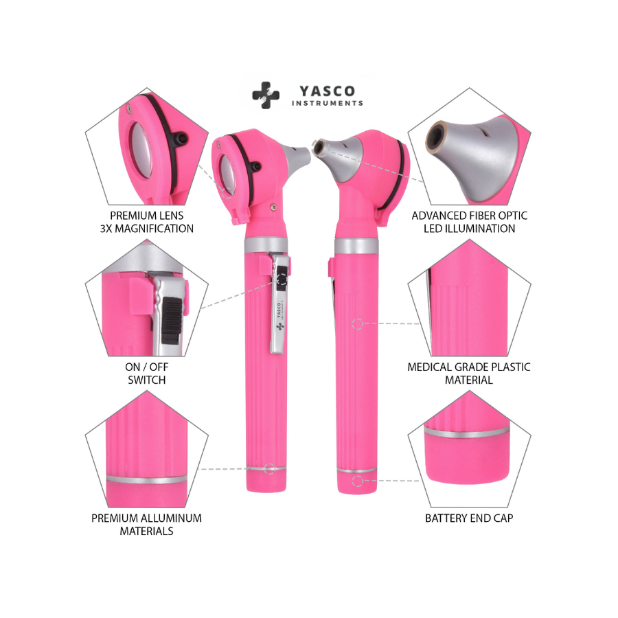 Fiber Optic Pocket Otoscope Set | Rose Pink