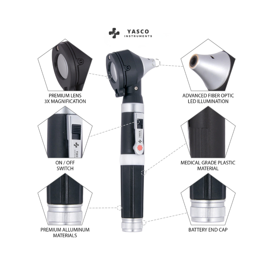 Fiber Optic Pocket Otoscope Set | Black