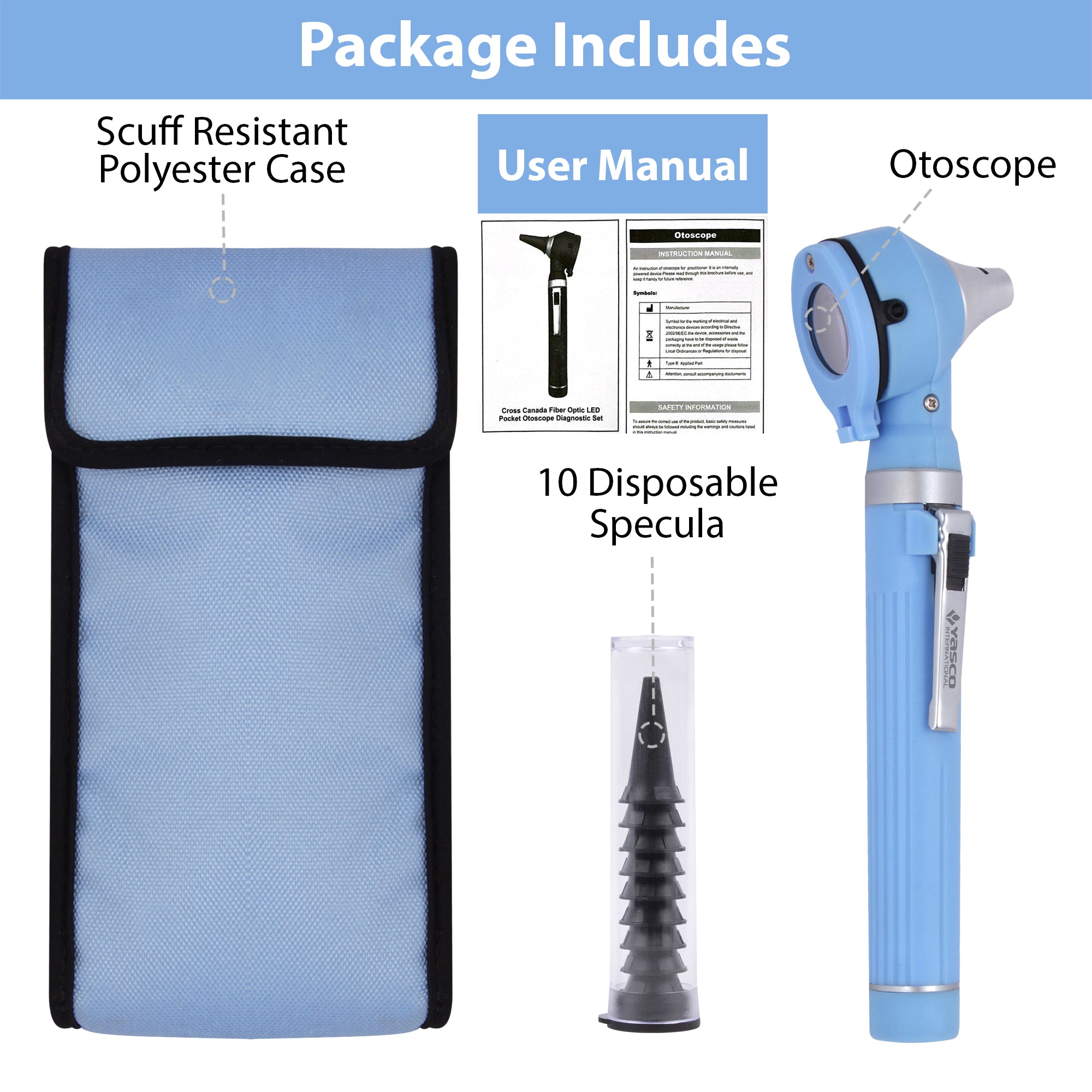 Fiber Optic Mini Otoscope Set - Ceil Blue