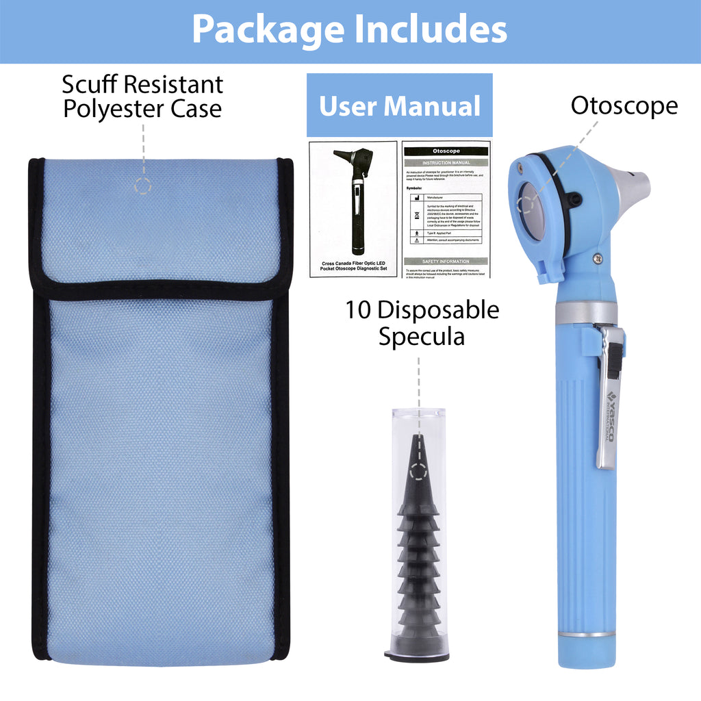 Fiber Optic Mini Otoscope Set - Ceil Blue