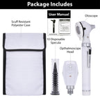 Fiber Optic Mini Ophthalmoscope & Otoscope Set - White