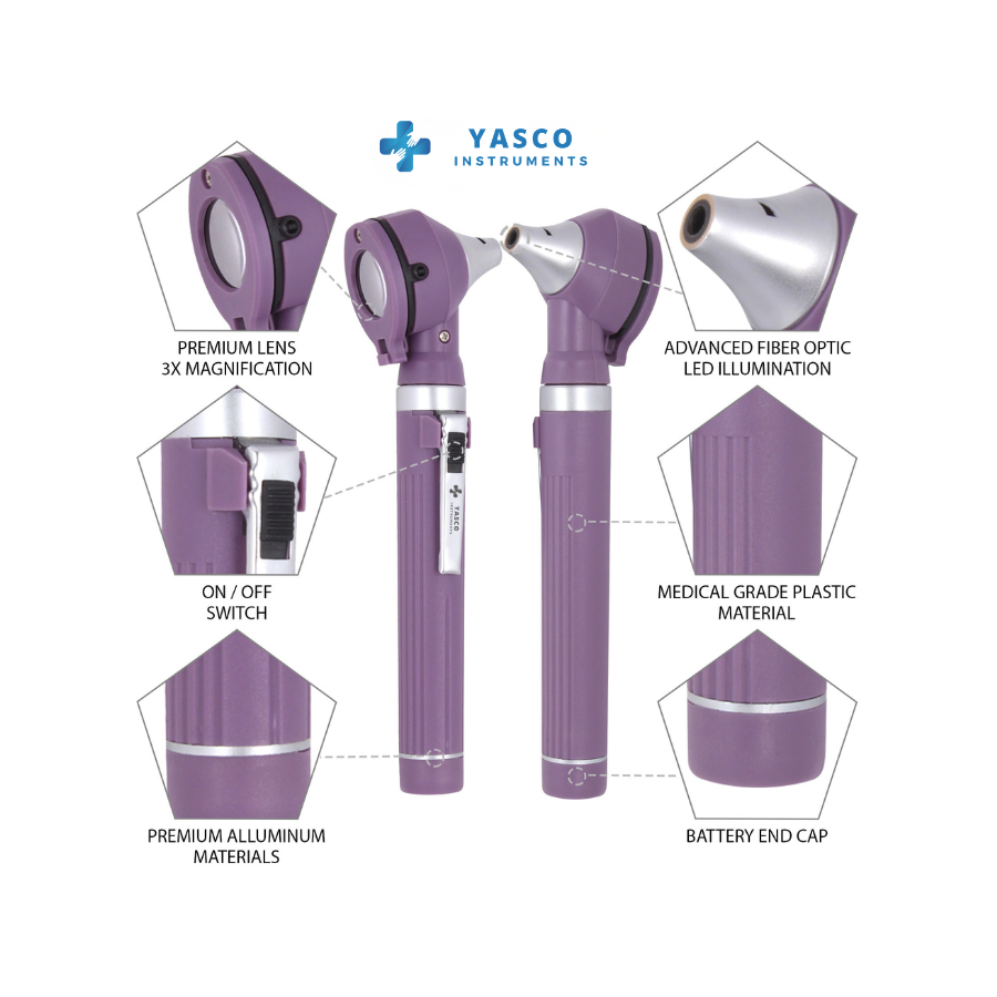 Fiber Optic Mini EENT Diagnostic Set | Purple Otoscope & Ophthalmoscope Secondary image