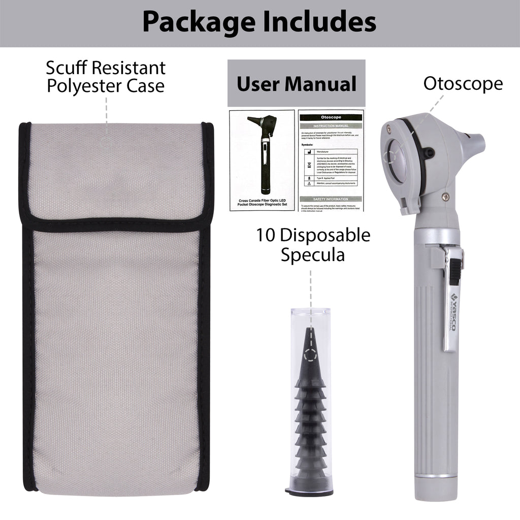 Fiber Optic Mini Otoscope Set - Gray