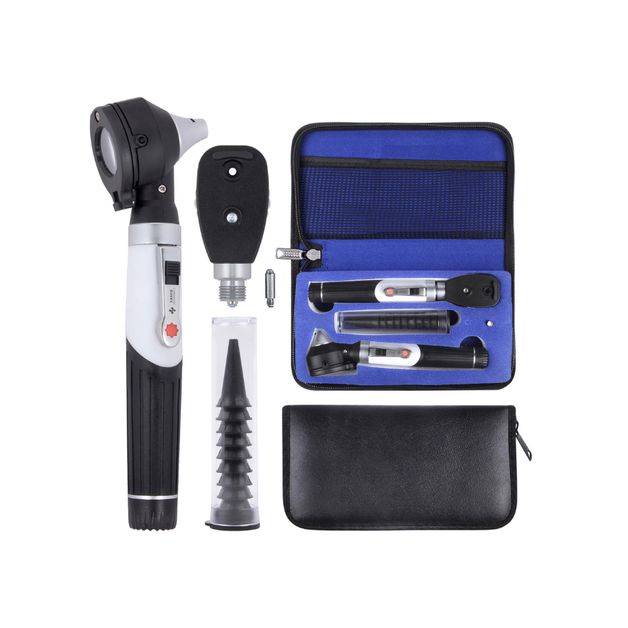 Fiber Optic EENT Diagnostic Set | Mini Otoscope & Ophthalmoscope