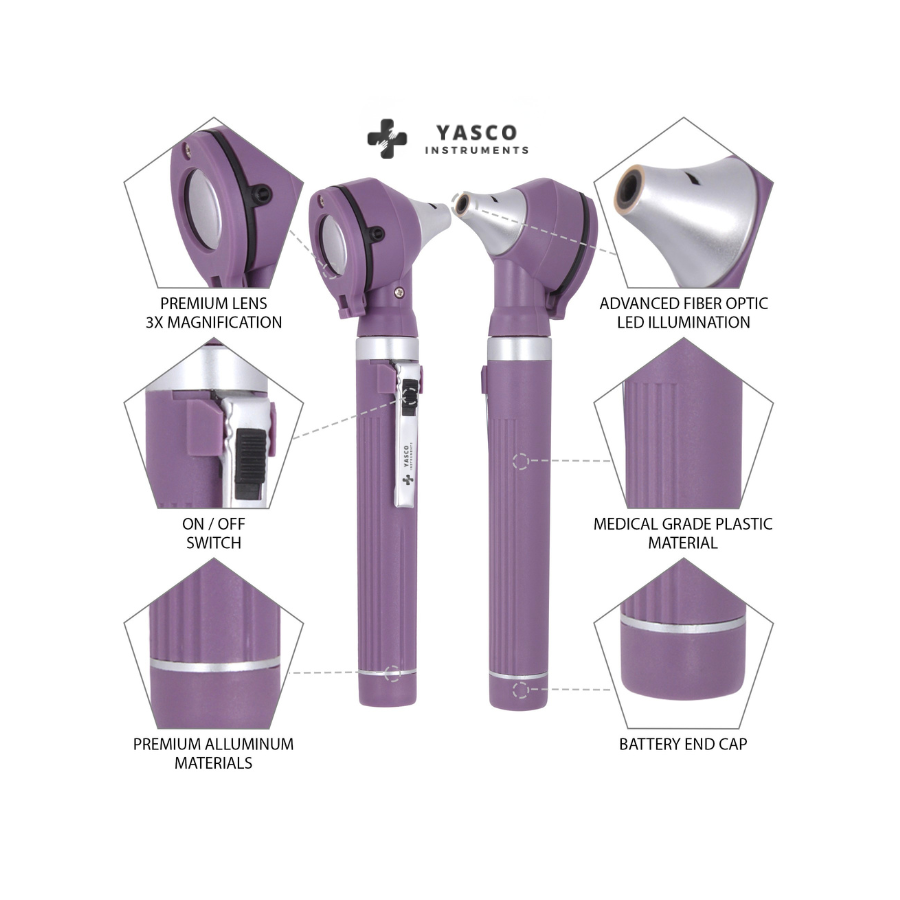 Fiber Optic Pocket Otoscope Set | Purple