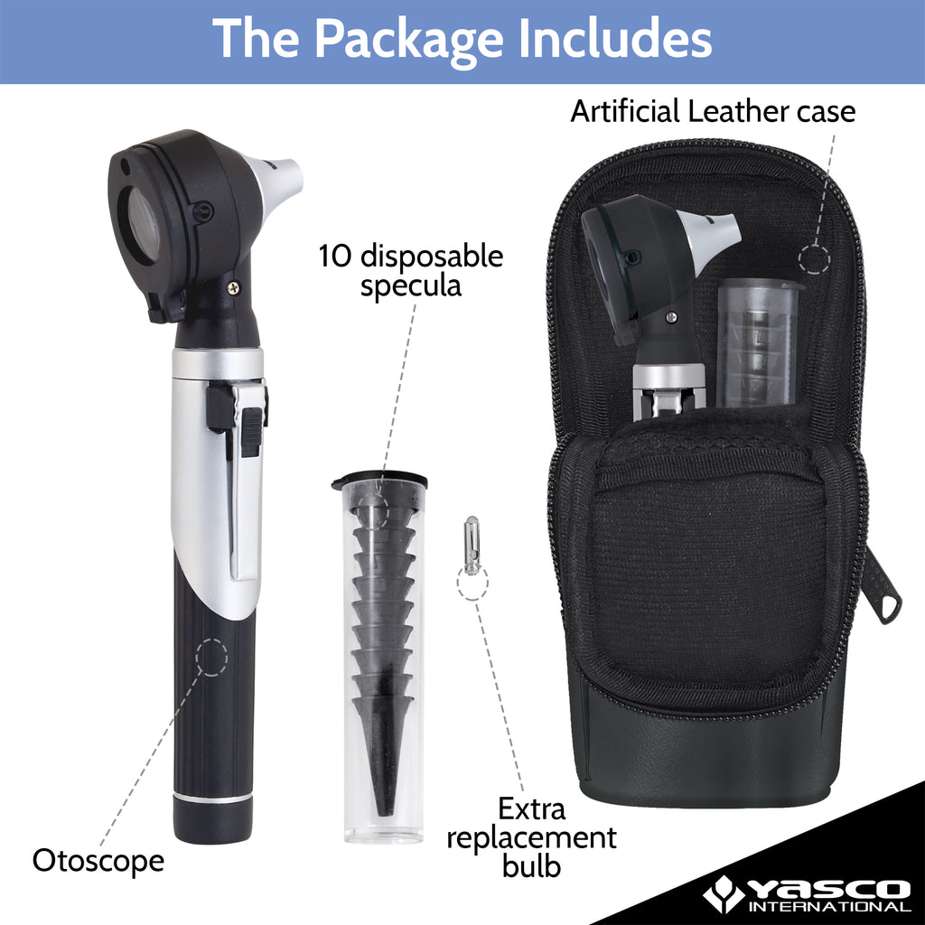 Fiber Optic Mini Otoscope Set - Black