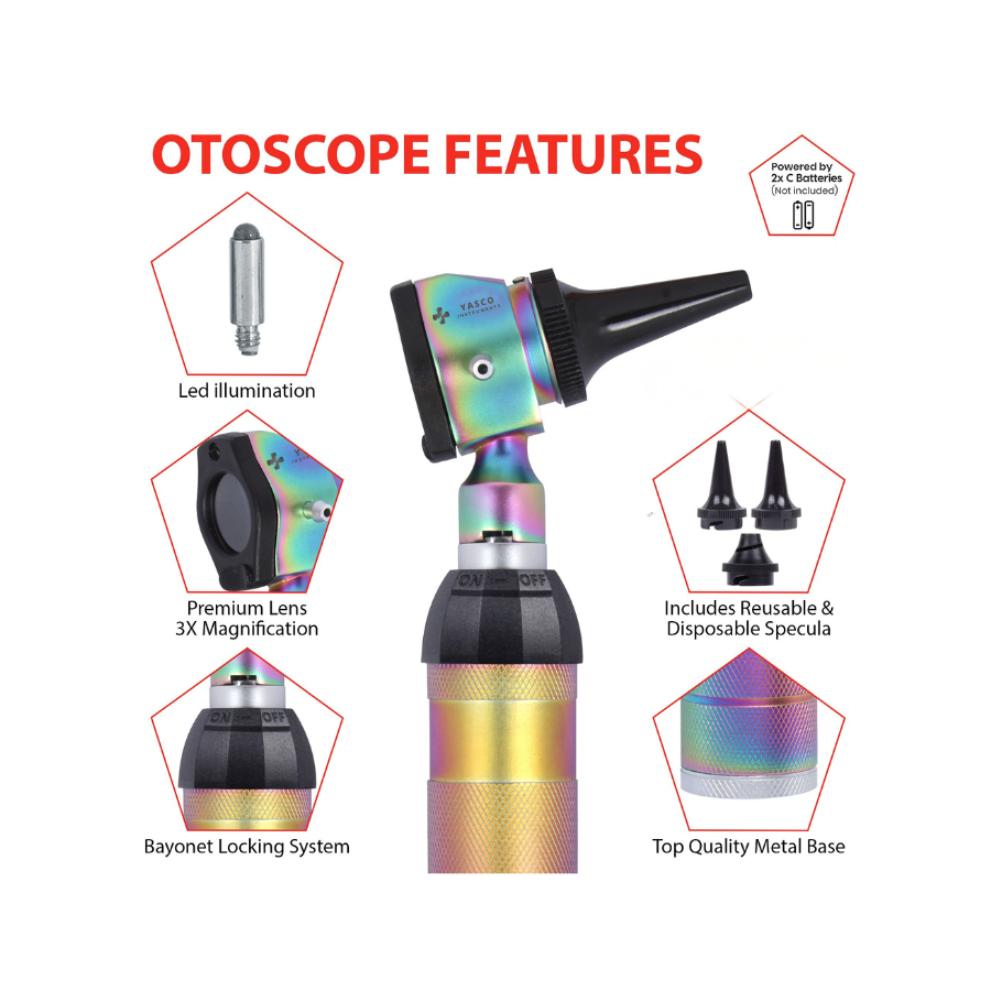 Brass Otoscope Set | Rainbow Finish Diagnostic Instrument Secondary image