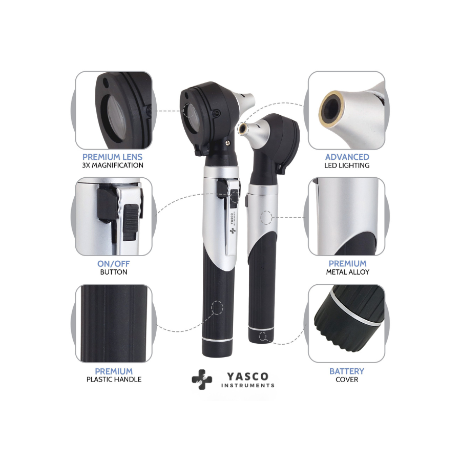 Fiber Optic Pocket Otoscope Set | Black