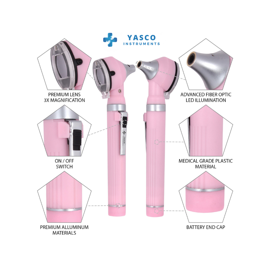 Fiber Optic Mini EENT Set | Pearl Pink Otoscope & Ophthalmoscope Secondary image