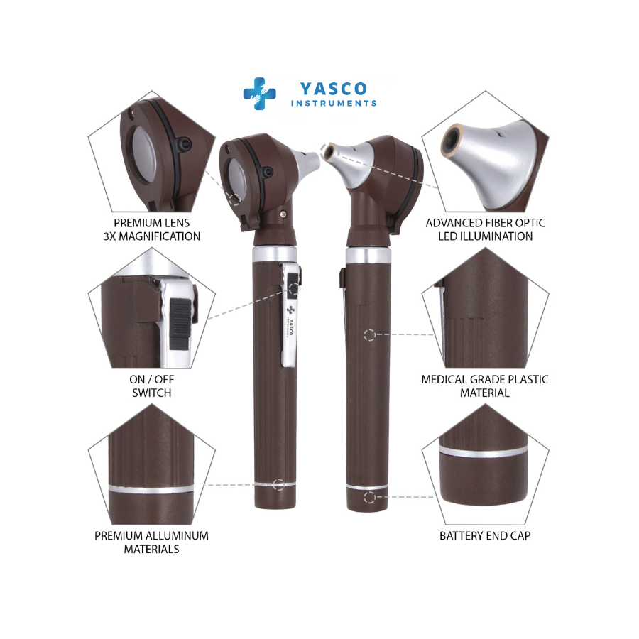 Fiber Optic Mini EENT Set | Chocolate Otoscope & Ophthalmoscope Secondary image