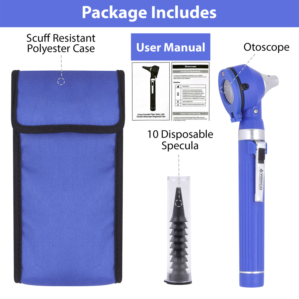 Fiber Optic Mini Otoscope Set - Navy Blue