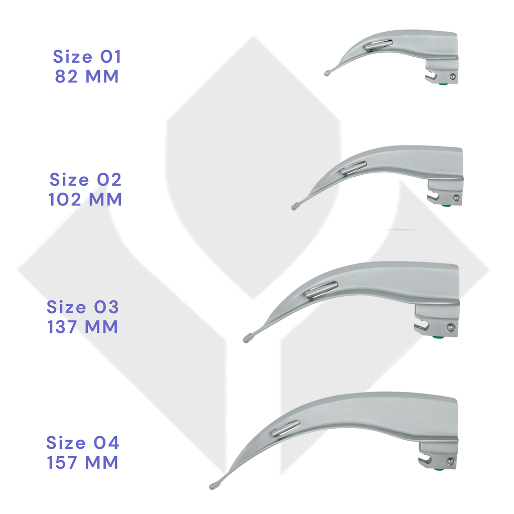 Fiber Optic (F.O) Laryngoscope Set, Interchangeable Light, Macintosh