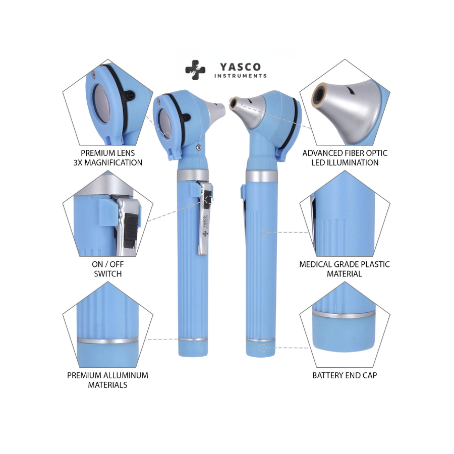 Fiber Optic Pocket Otoscope Set | Sky Blue