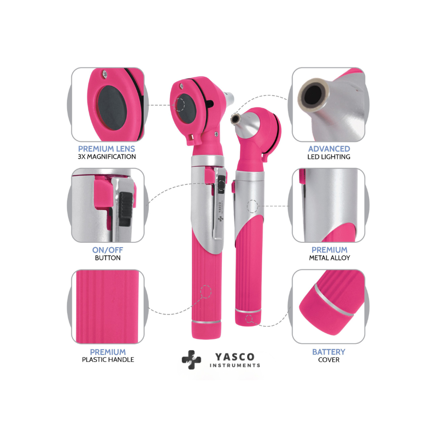 Fiber Optic Pocket Otoscope Set | Rose Pink Secondary image