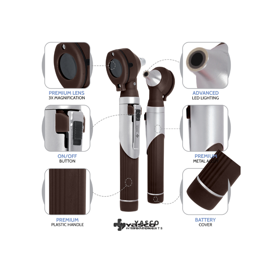 Fiber Optic Pocket Otoscope Set | Chocolate Brown