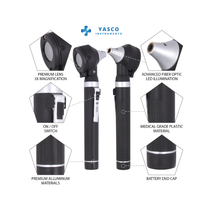 Fiber Optic Mini EENT Diagnostic Set | Black Otoscope & Ophthalmoscope Secondary image