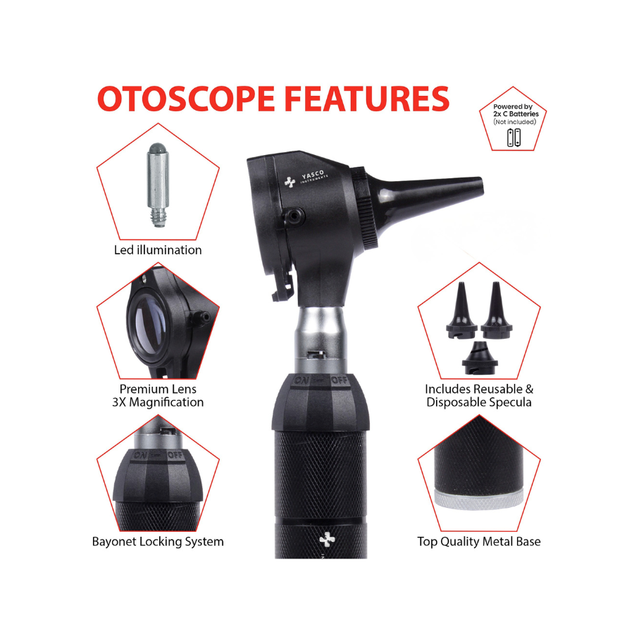 Brass Otoscope Set | All Black Finish Diagnostic Instrument Secondary image