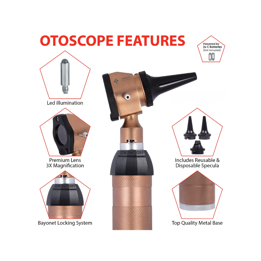 Brass Otoscope Set | Copper Finish Diagnostic Instrument Secondary image