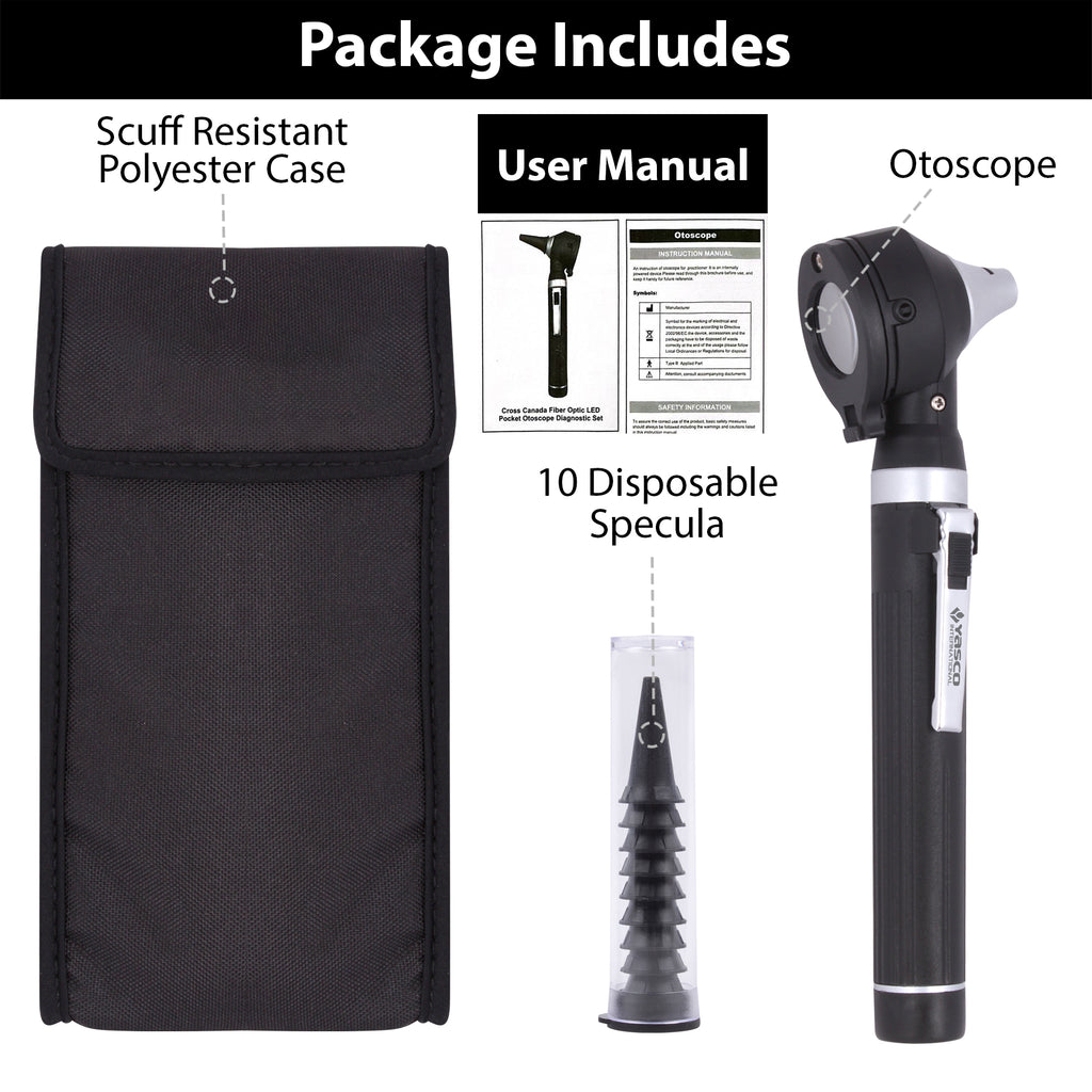 Fiber Optic Mini Otoscope Set - Black