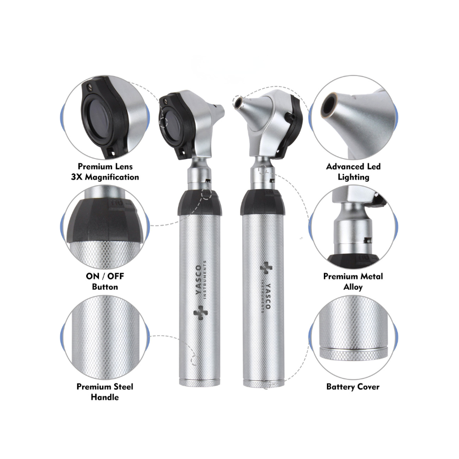 Fiber Optic Brass Otoscope Set | LED Diagnostic Ear Examination Instrument Secondary image