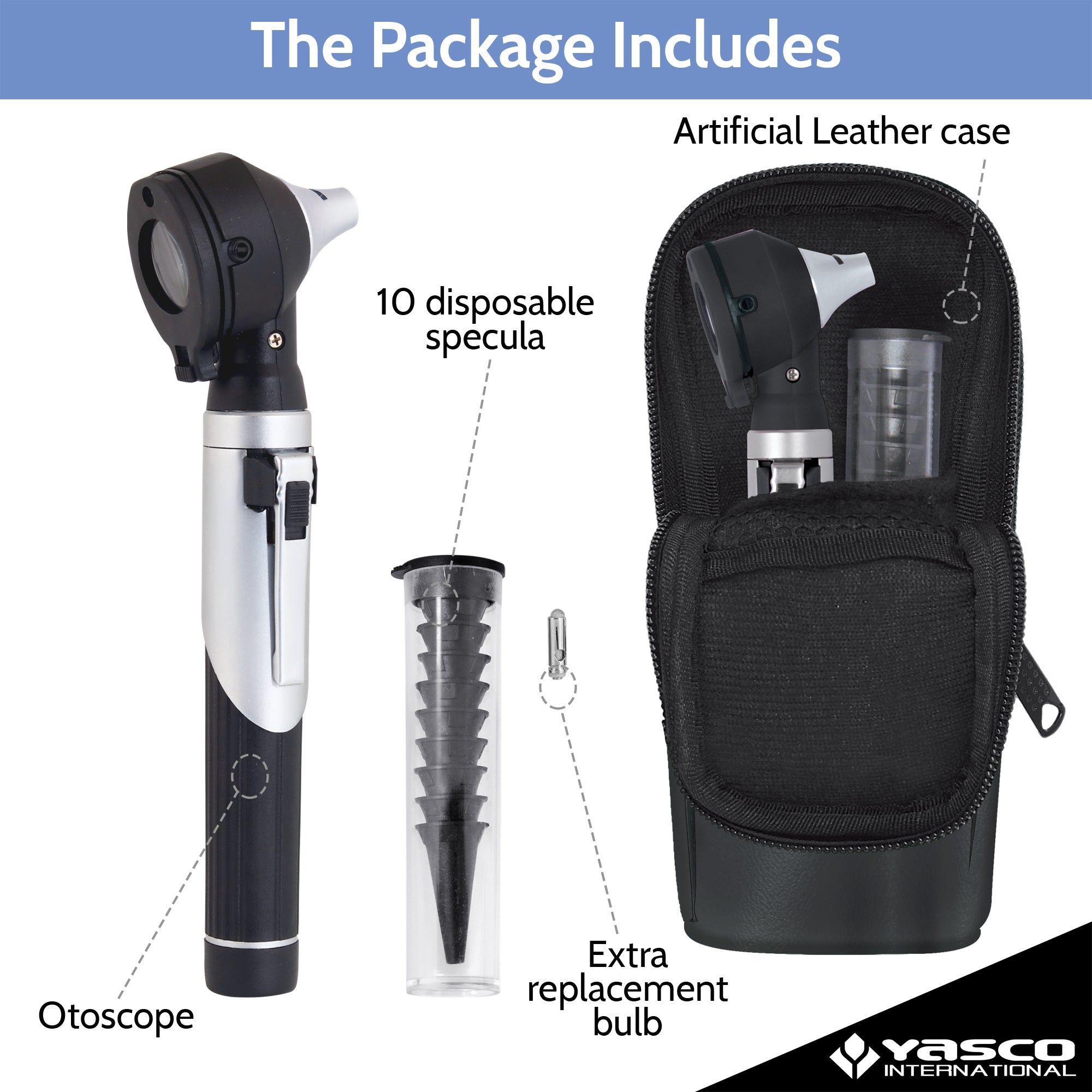 Fiber Optic Mini Otoscope Set - Navy Blue