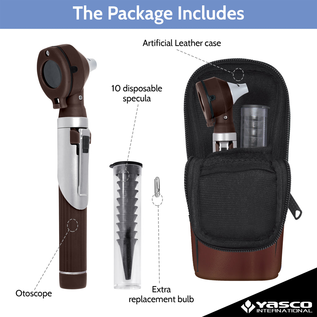 Fiber Optic Mini Otoscope Set - Chocolate Brown