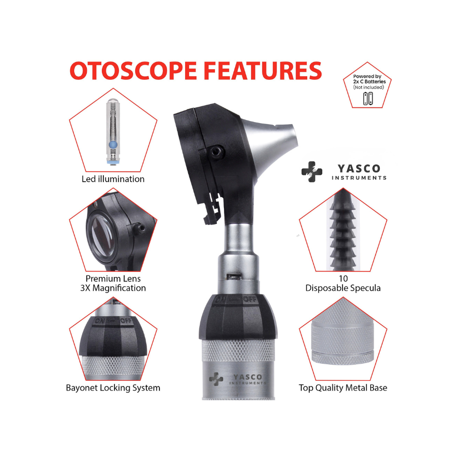 Fiber Optic Brass Otoscope Set | LED Diagnostic Ear Examination Instrument Secondary image