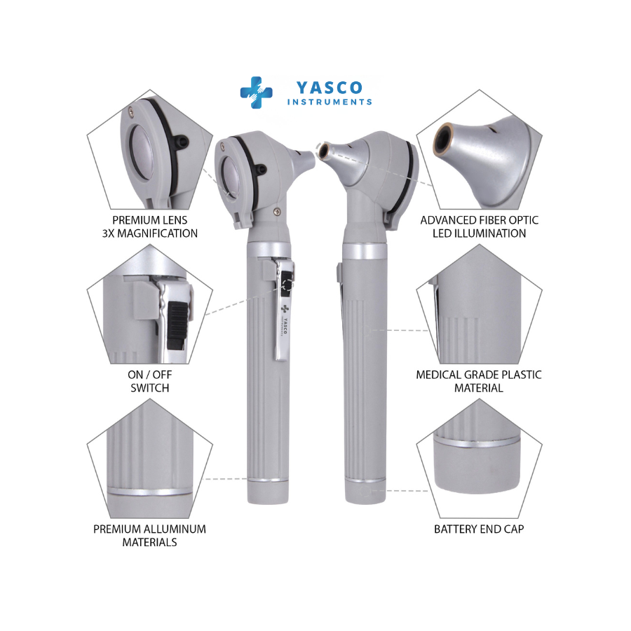 Fiber Optic Mini EENT Diagnostic Set | Gray Otoscope & Ophthalmoscope Secondary image