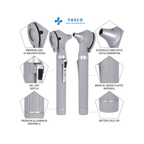 Fiber Optic Mini EENT Diagnostic Set | Gray Otoscope & Ophthalmoscope