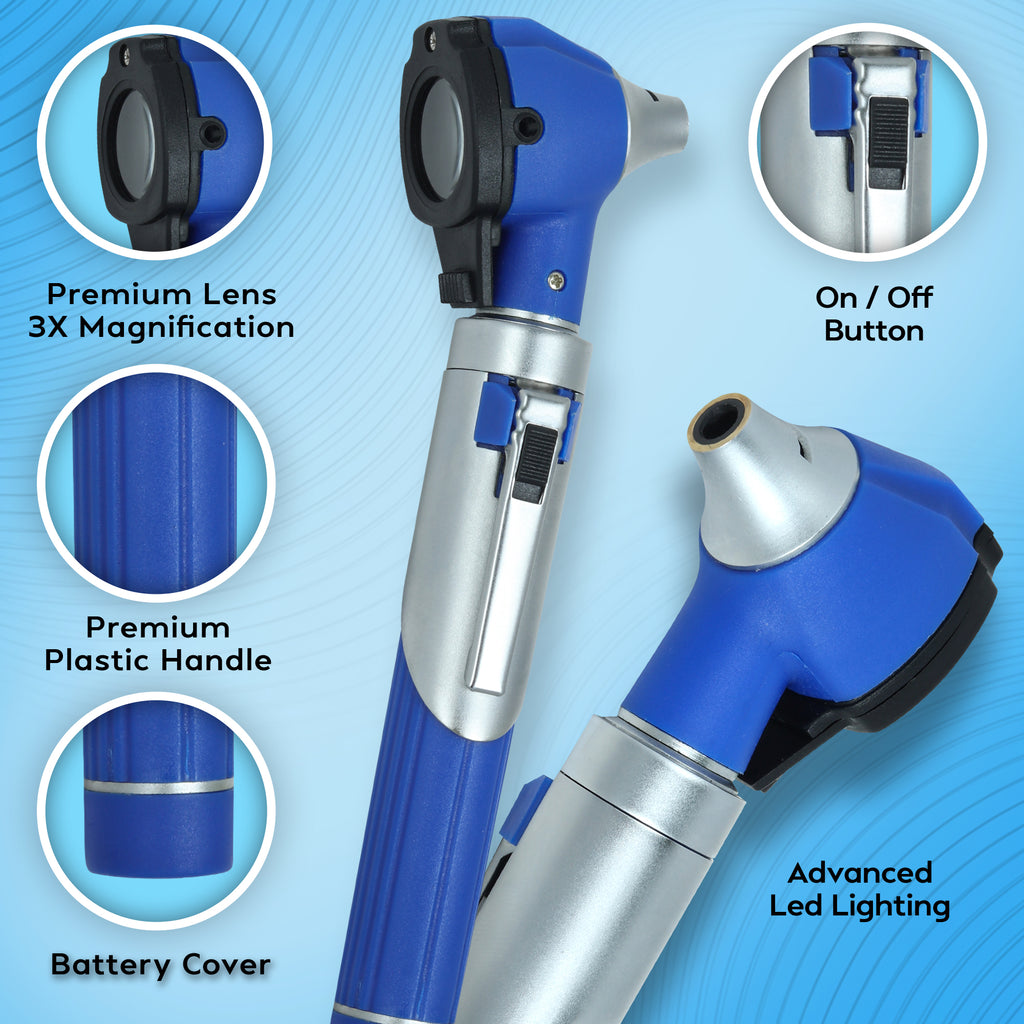 Fiber Optic Mini Otoscope Set - Navy Blue